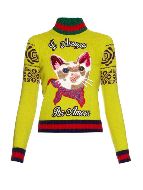 gucci cat sweater yellow|cashmere sweater Gucci.